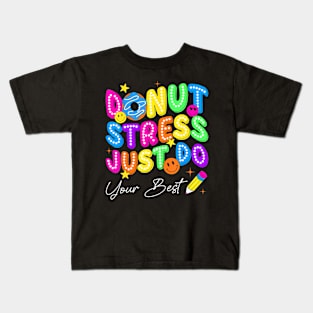 Groovy Donut Stress Best Test Day Teachers Kids Kids T-Shirt